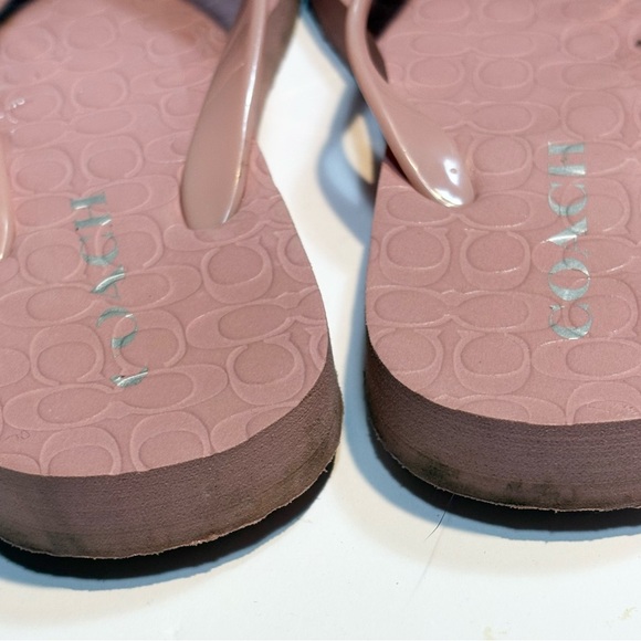 Coach Pink Logo-Embossed Flip Flop Sandals - Picture 7 of 10